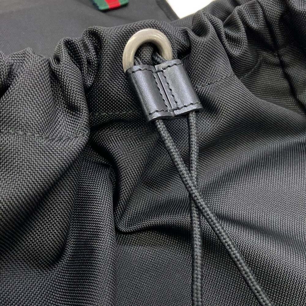 Gucci Shelly (Web) Backpack 450982 Black Green Multi Nylon Leather - Picture 13 of 15